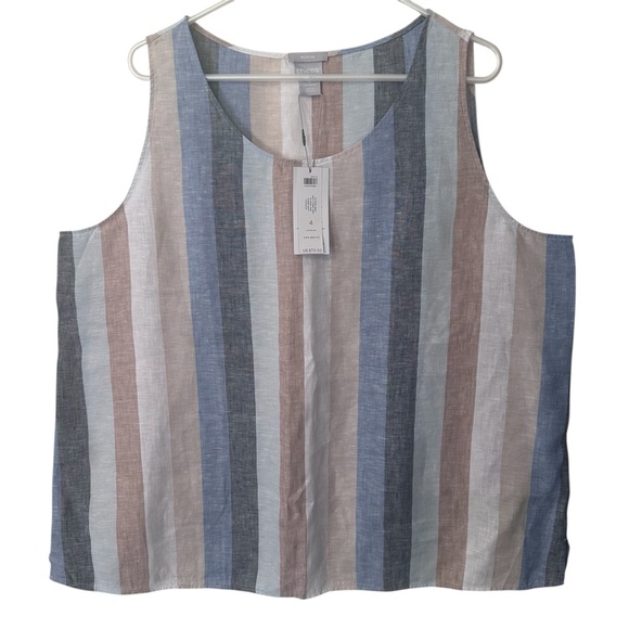 Chico's Tops - Chico's No Iron 100% Linen Stripe Sleeveless Tank Top Size 4 (US 20) NWT